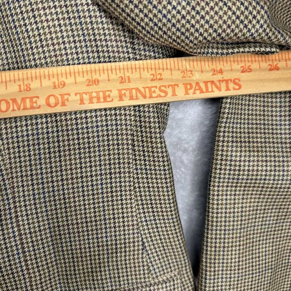 Chaps Silk Blazer Mens 42 L Regular Brown Tan Houndstooth 2 Button Single Vented